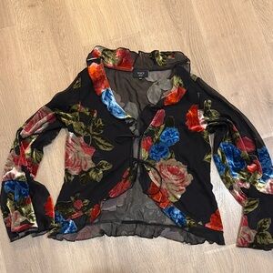 Vici Floral Sheer Blouse - Black, Red, Blue, Green